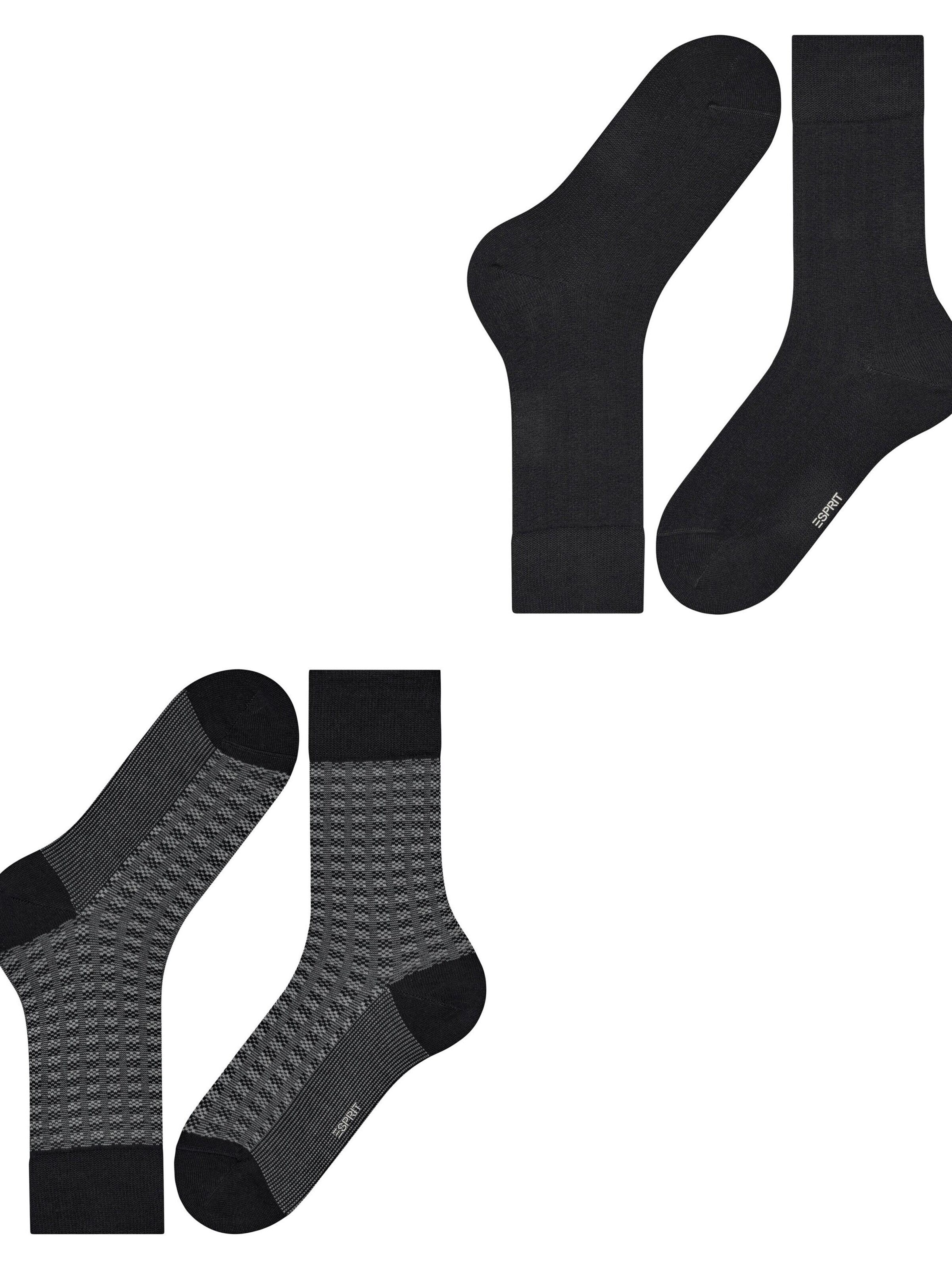ESPRIT Socks 'Houndstooth 2-Pack' in Black