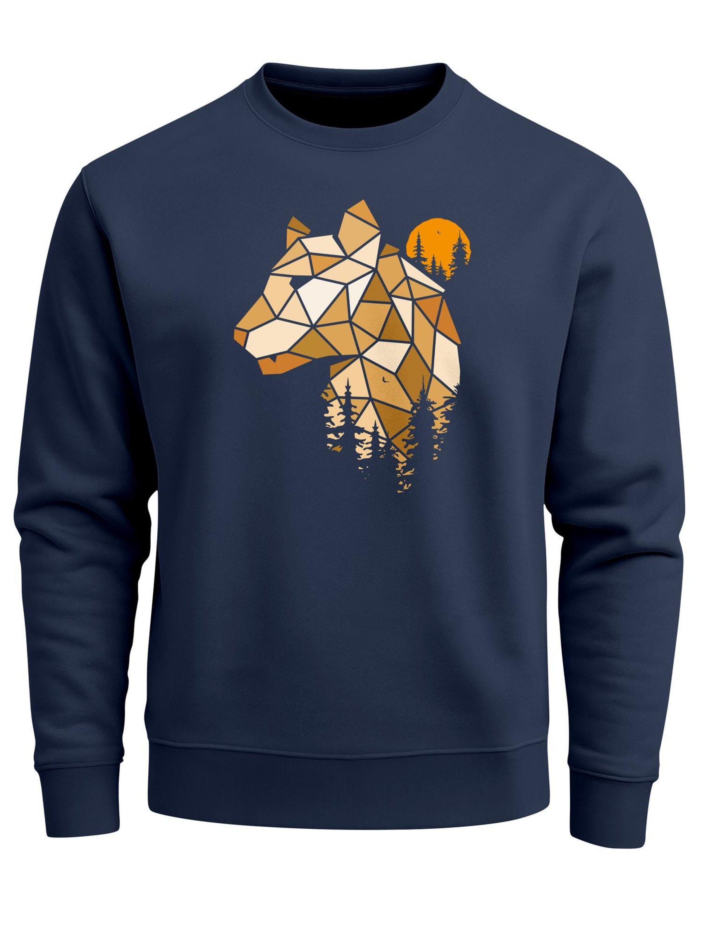 Neverless Sweatshirt 'Luchs Polygon' in Blue: front