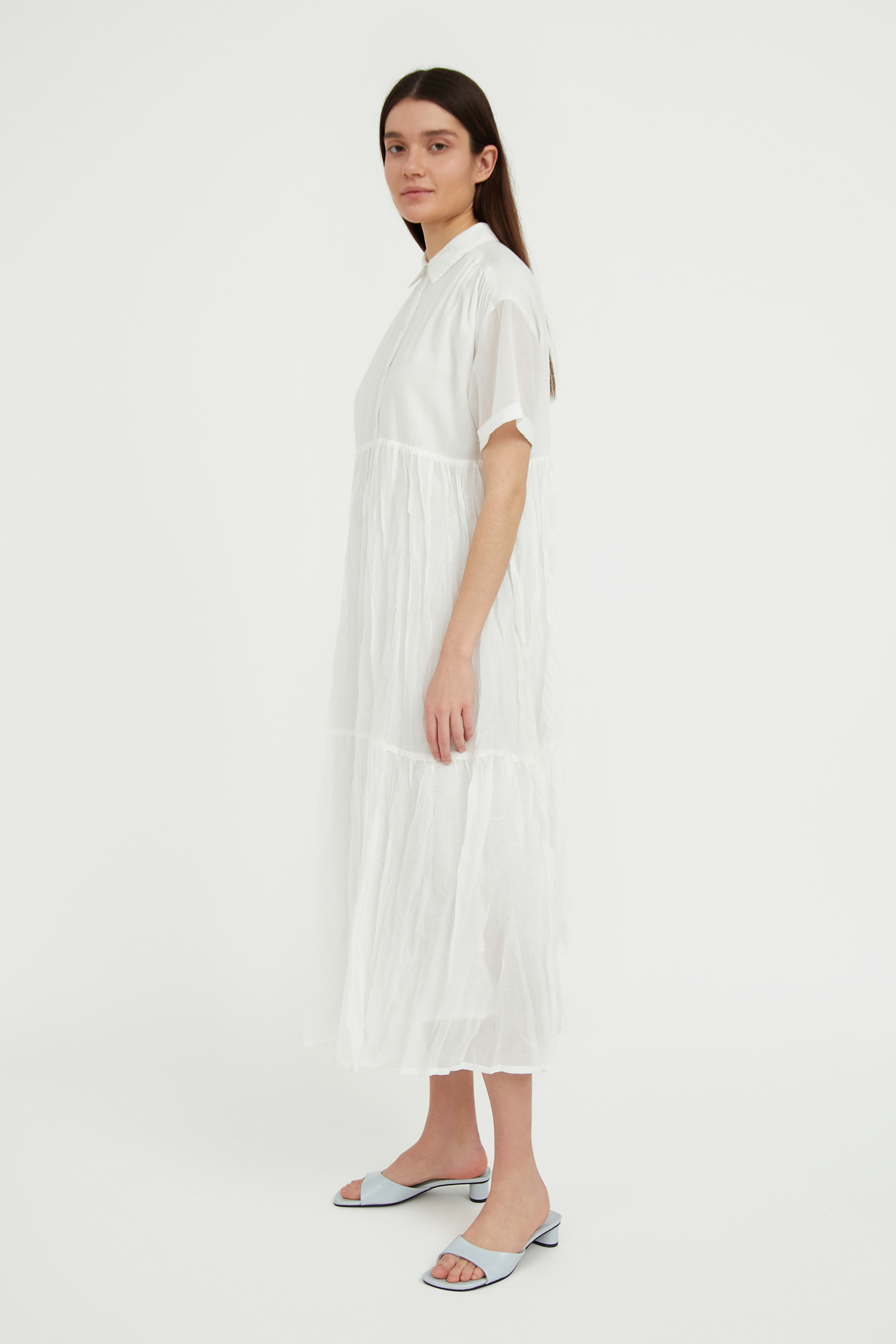 Finn Flare Kurzarm-Kleid in Weiß 