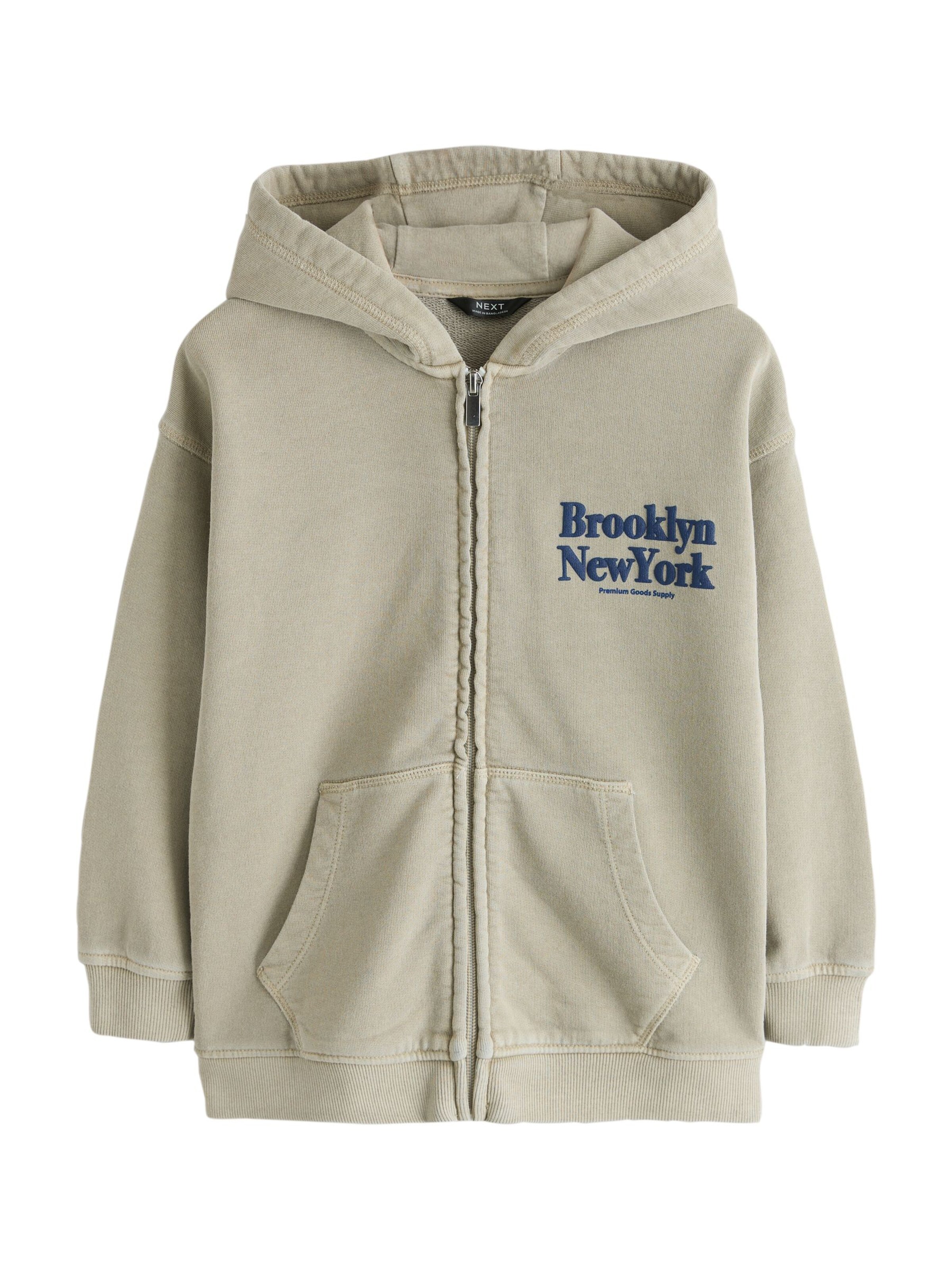 Next - Sudadera con cremallera en verde: frente