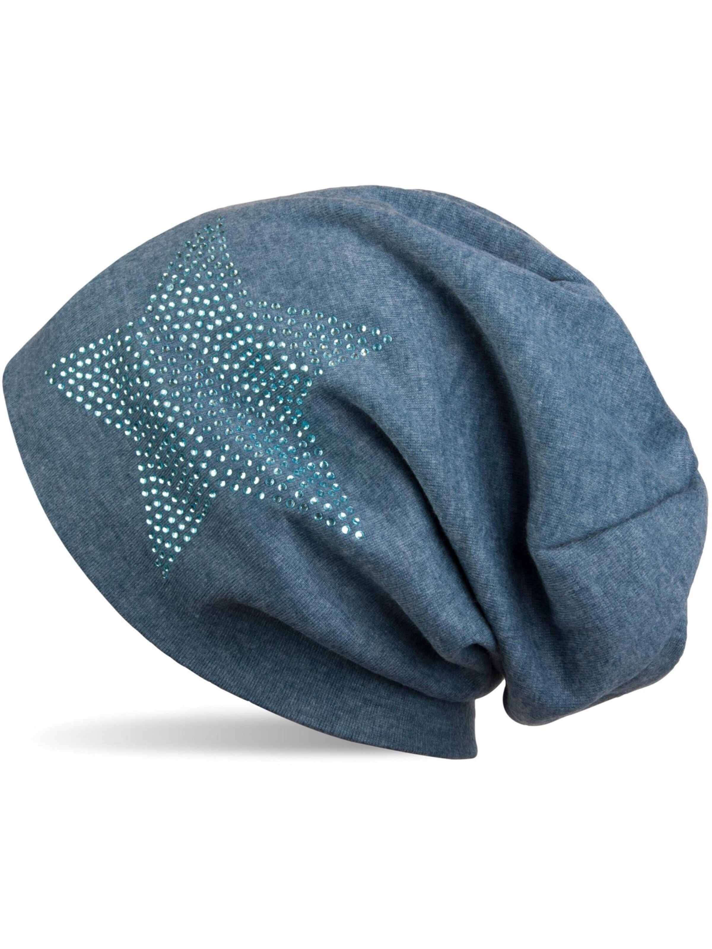 styleBREAKER Mütze 'Warme Beanie Mütze mit Strass Stern'‌‌‌‌‌‌‌‌‌ in 54-64 in blaumeliert, Produktansicht