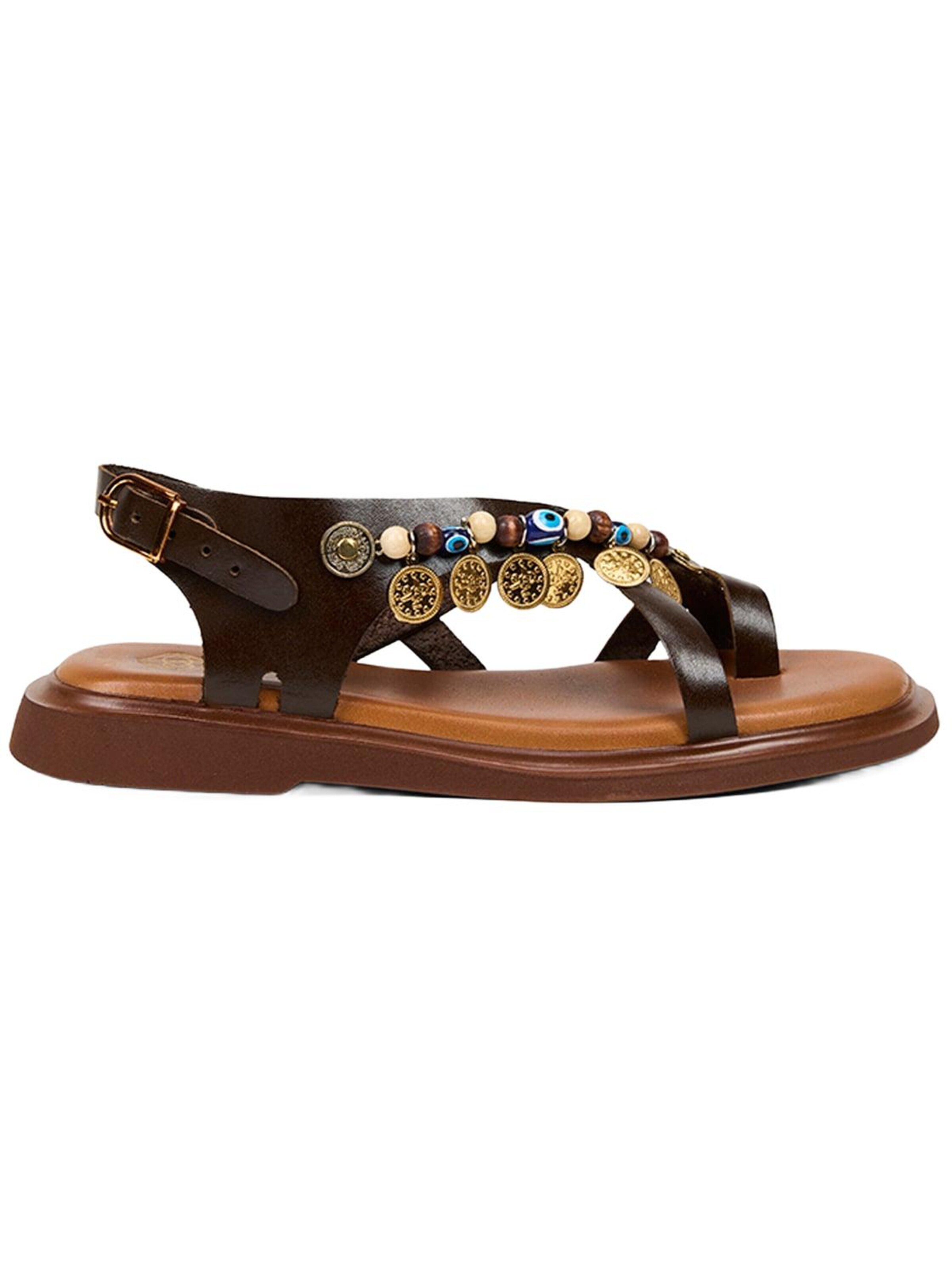 Desa Sandals 'Zehenstegsandalen' in Brown: front