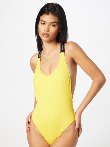 Calvin Klein Swimwear Regular Badpak in Geel: voorkant