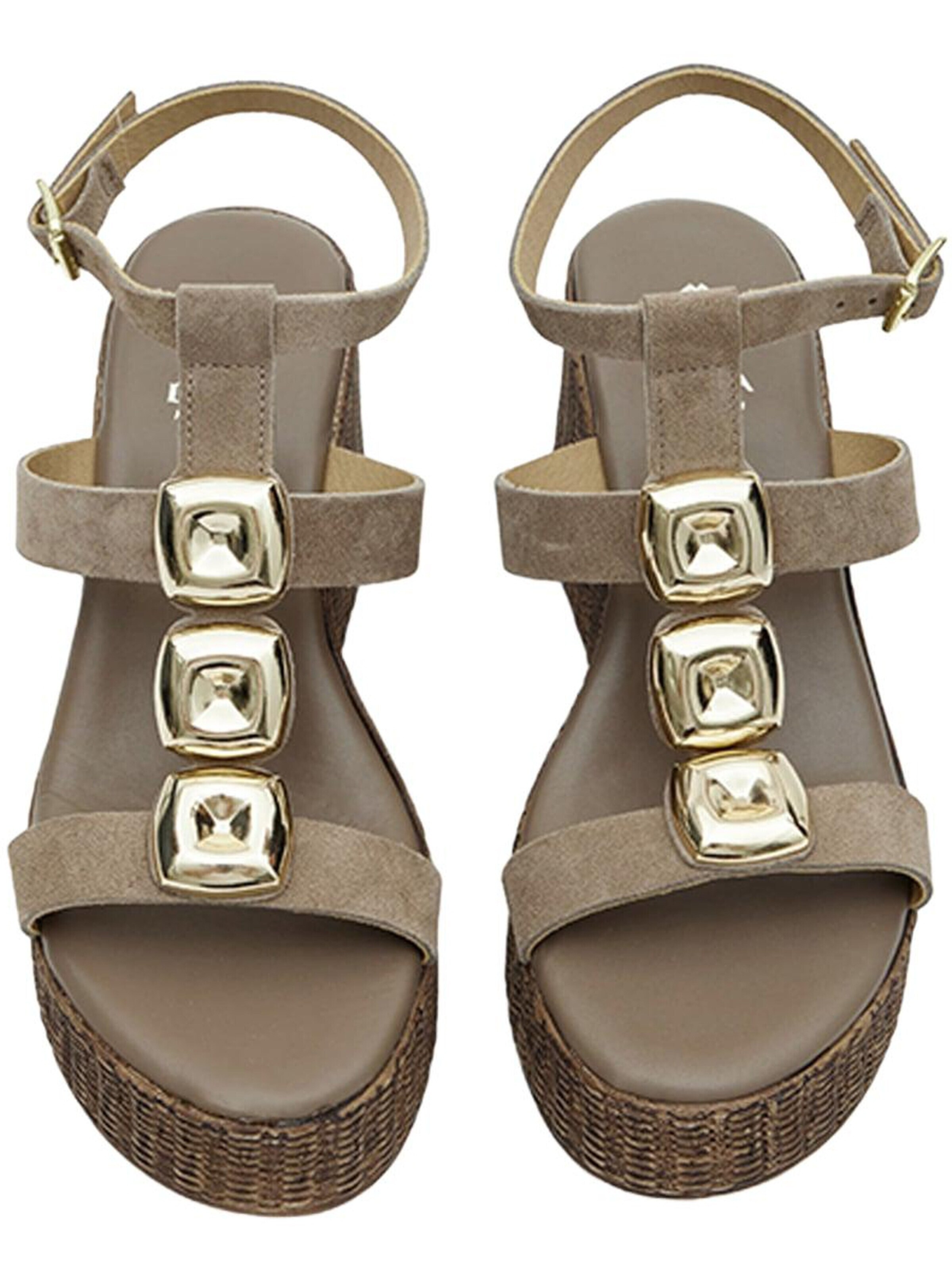 Desa Sandalen met riem 'Keilsandalen' in Beige