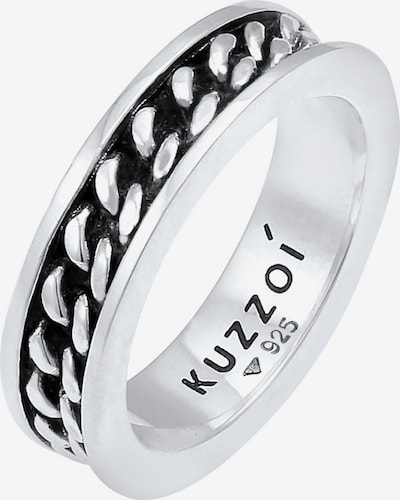 KUZZOI Ring Bandring, Twisted in schwarz / silber, Produktansicht