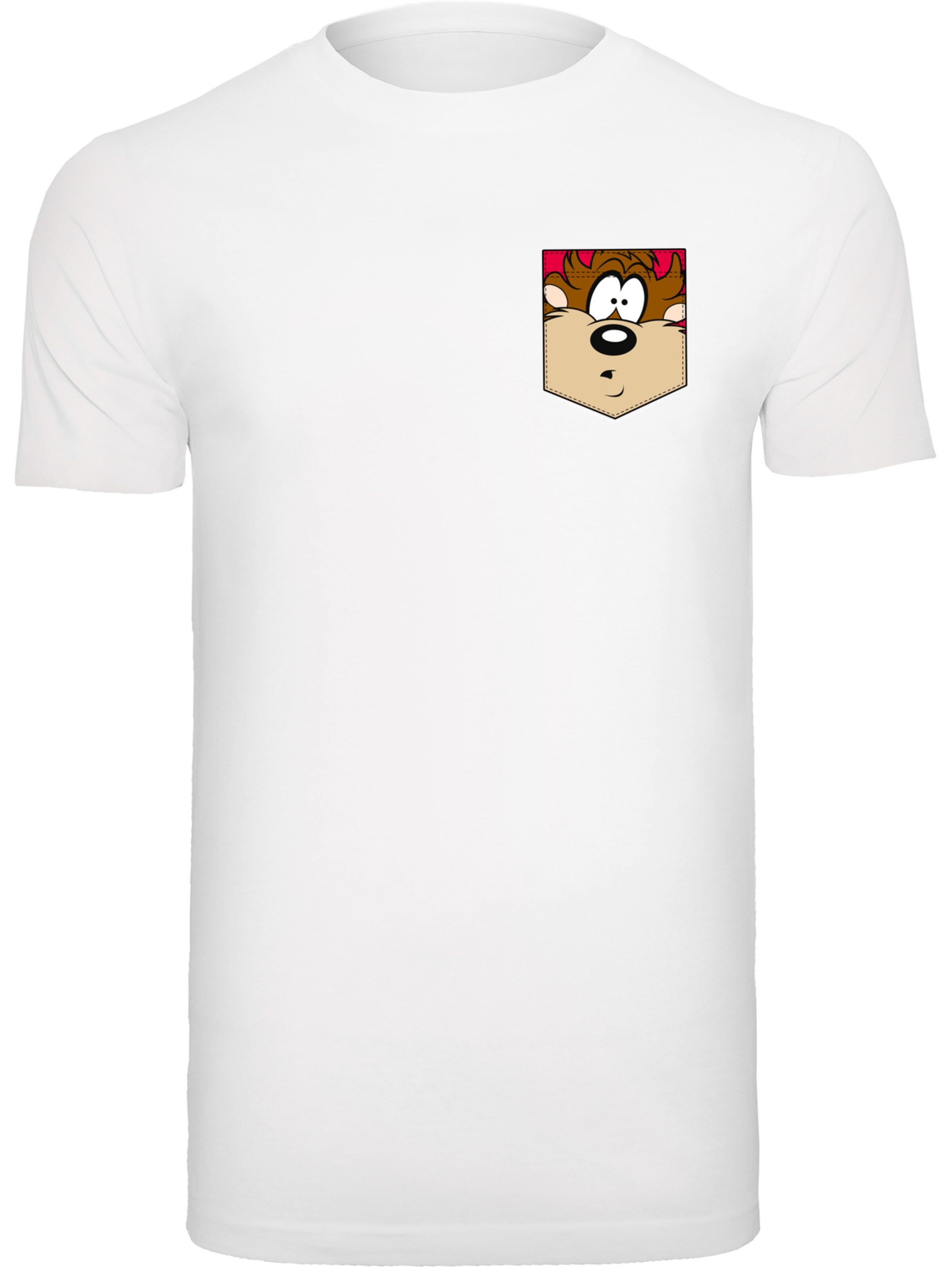 T-Shirt 'Looney Tunes Tasmanian Devil Face' F4NT4STIC en blanc : devant