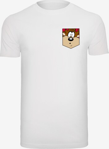F4NT4STIC Shirt 'Looney Tunes Tasmanian Devil' in Wit: voorkant