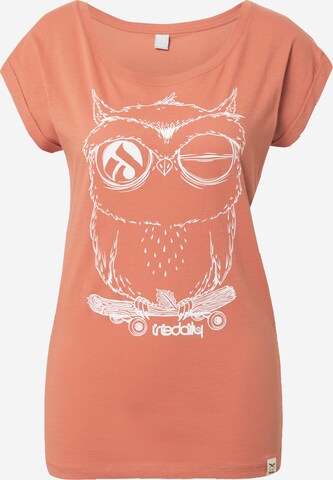 Iriedaily - Camisa 'Skateowl' em vermelho: frente