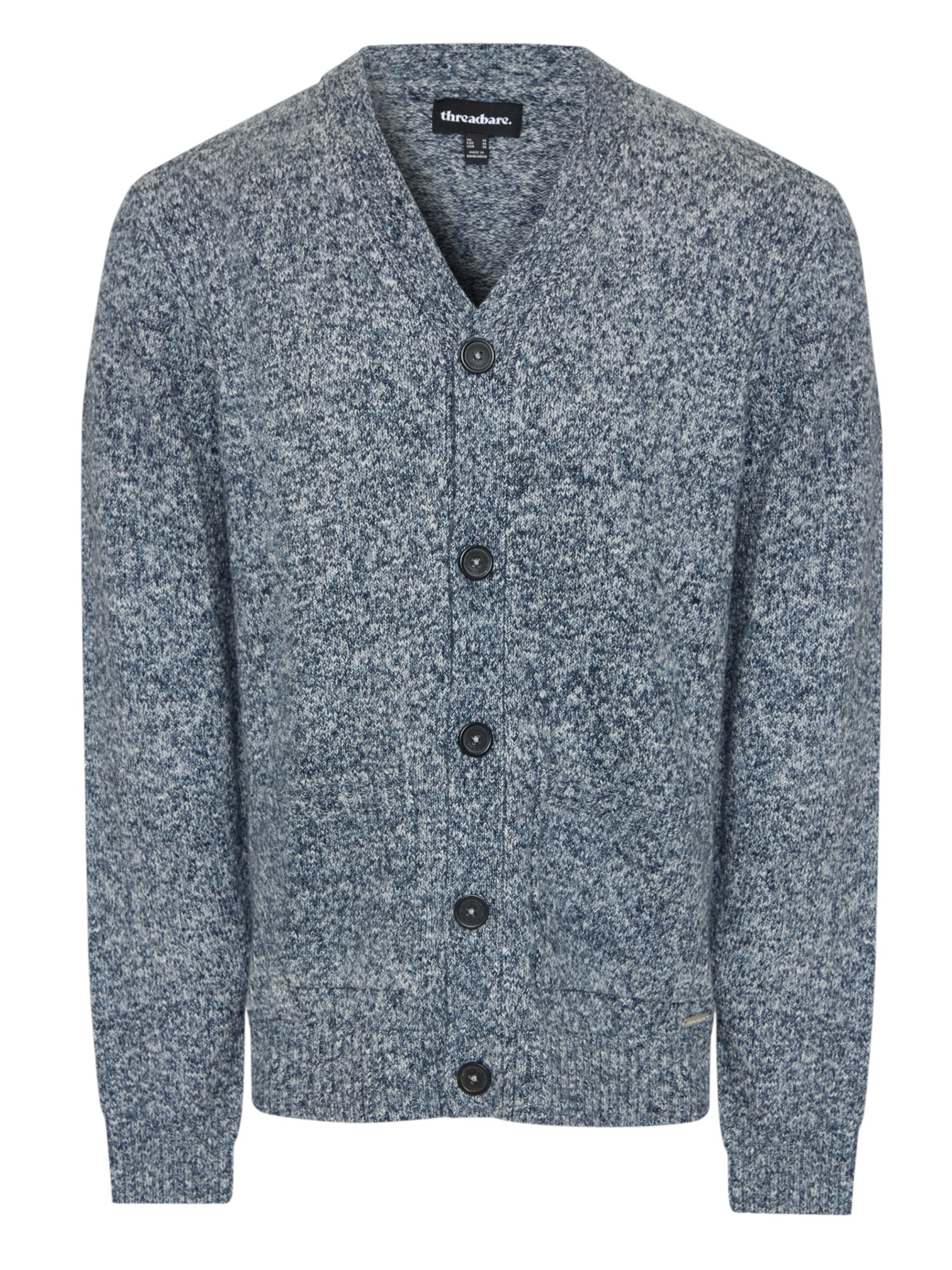 Threadbare Strickjacke 'Hadfield' in Blau: Vorderseite