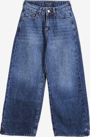 Solang Hose Patch-Cargo-Jeans Streetwear Look in Blau: Vorderseite
