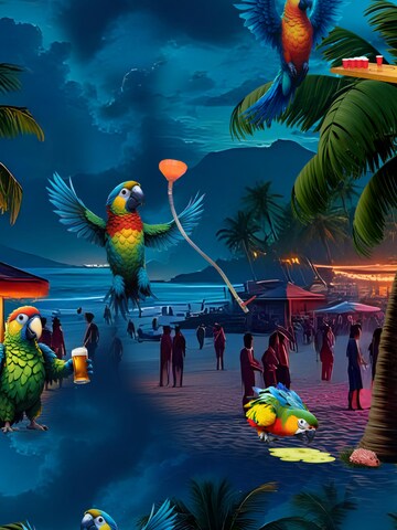 Hawaiihemdshop.de - Regular Fit Camisa 'Hawaiihemd Party Parrots' em azul