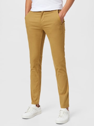 BOSS Orange regular Lærredsbukser 'Schino' i beige: forside