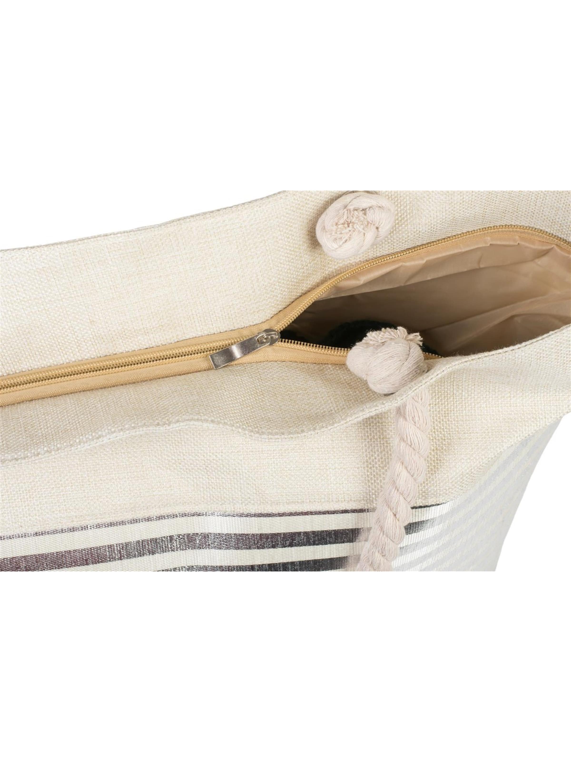 styleBREAKER Strandtasche 'Strandtasche mit metallic Streifen'‌‌‌‌‌‌‌‌‌ in Beige