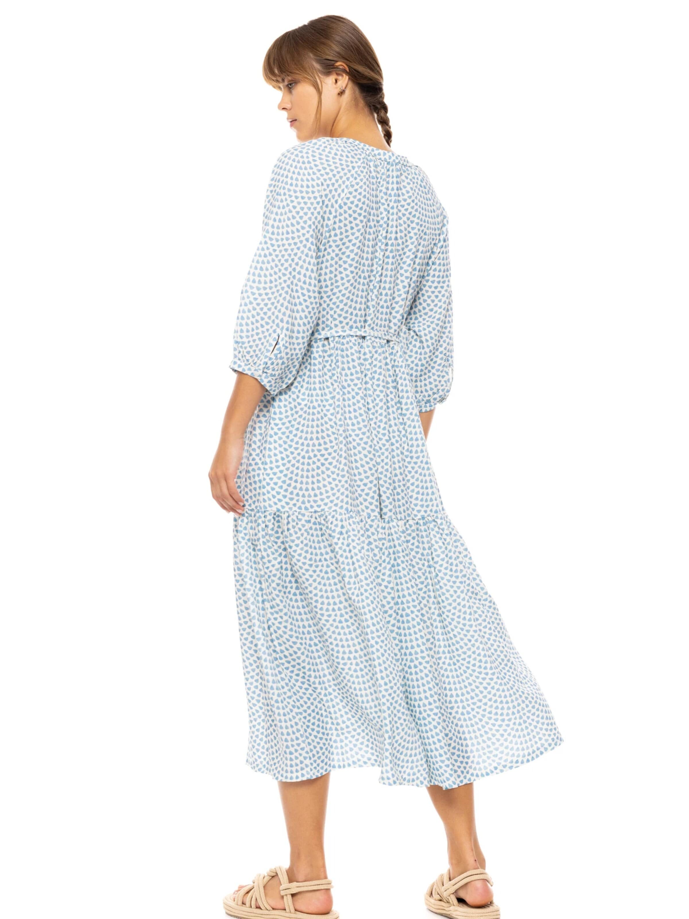 Pink LabelLjetna haljina 'BEACHWEAR LONG VISTA BLUE & CREAM' - plava boja