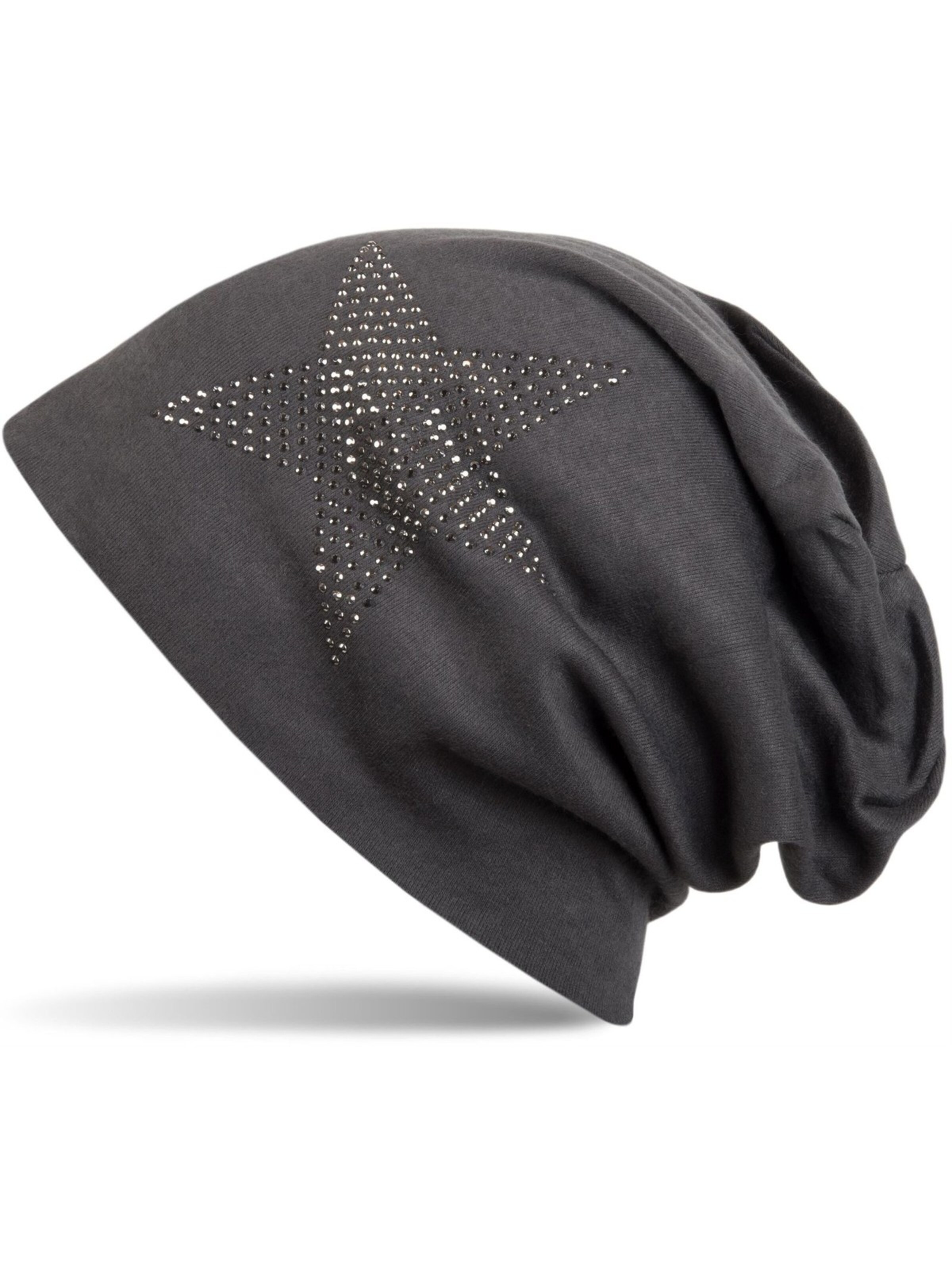 styleBREAKER Mütze 'Warme Beanie Mütze mit Strass Stern'‌‌‌‌ in Grau: Vorderseite