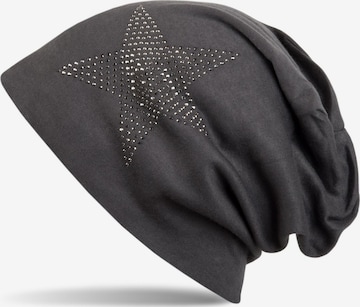 styleBREAKER Mütze 'Warme Beanie Mütze mit Strass Stern' in Grau: Vorderseite
