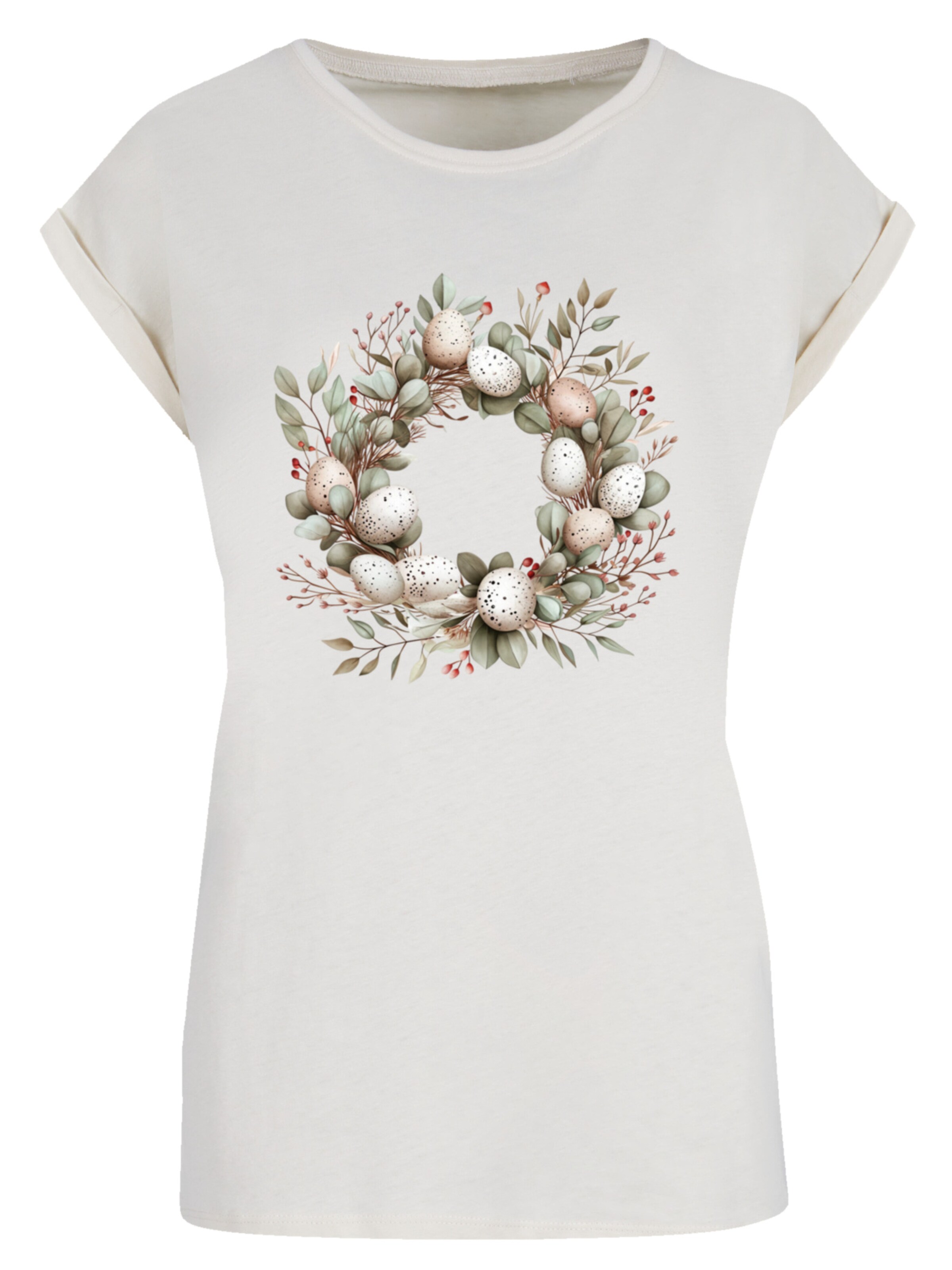 F4NT4STIC Shirt 'Osterkranz Eierkranz Blumenring' in Beige: front
