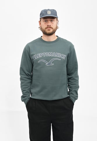 Cleptomanicx Sweatshirt 'College Type' in Green: front