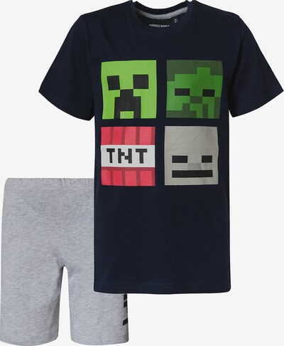 Minecraft Schlafanzug in graumeliert / schwarz, Produktansicht