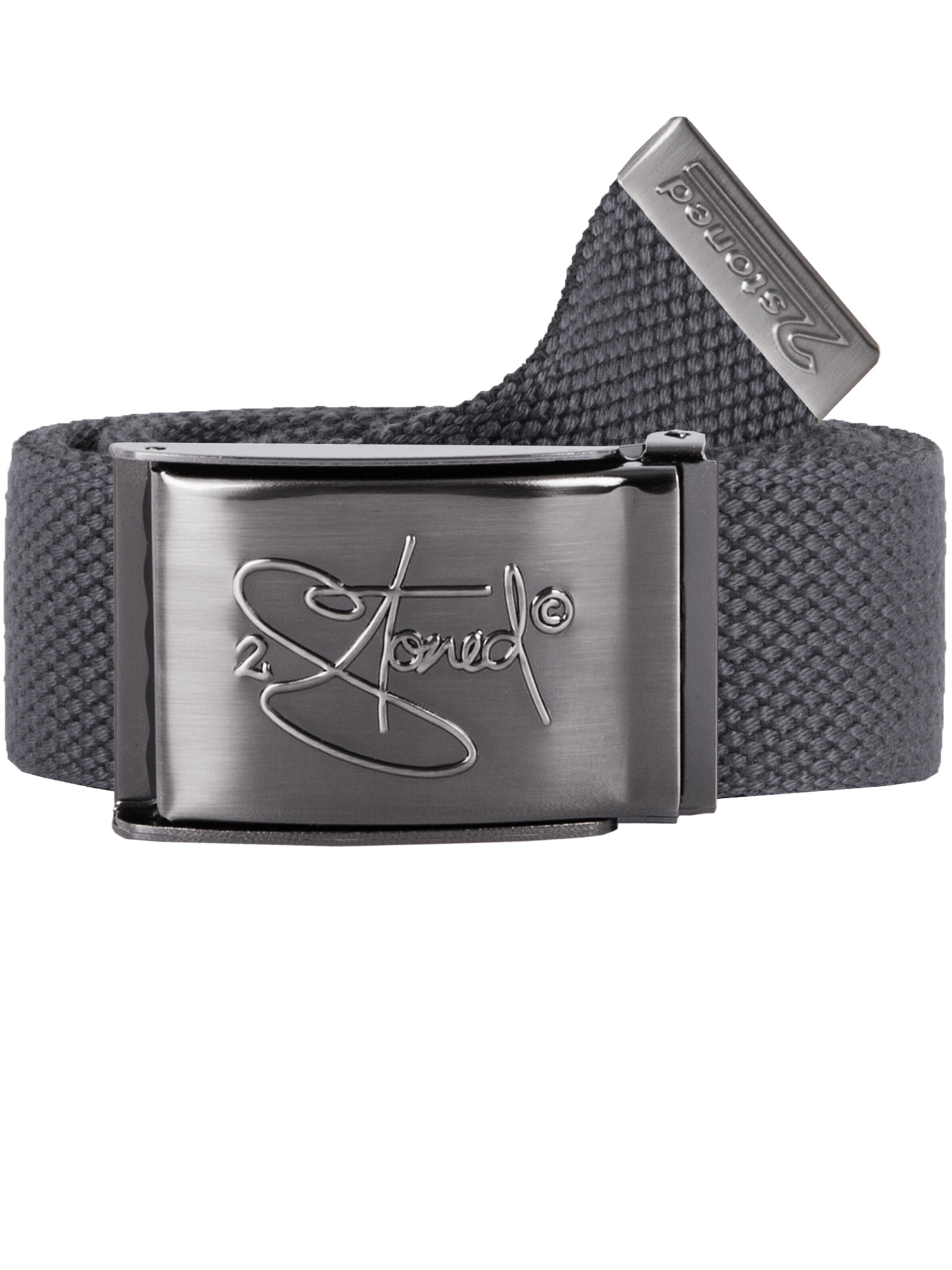2Stoned Gürtel 'Classic Matt Embossed'‌‌‌‌‌‌‌ in Grau: Vorderseite