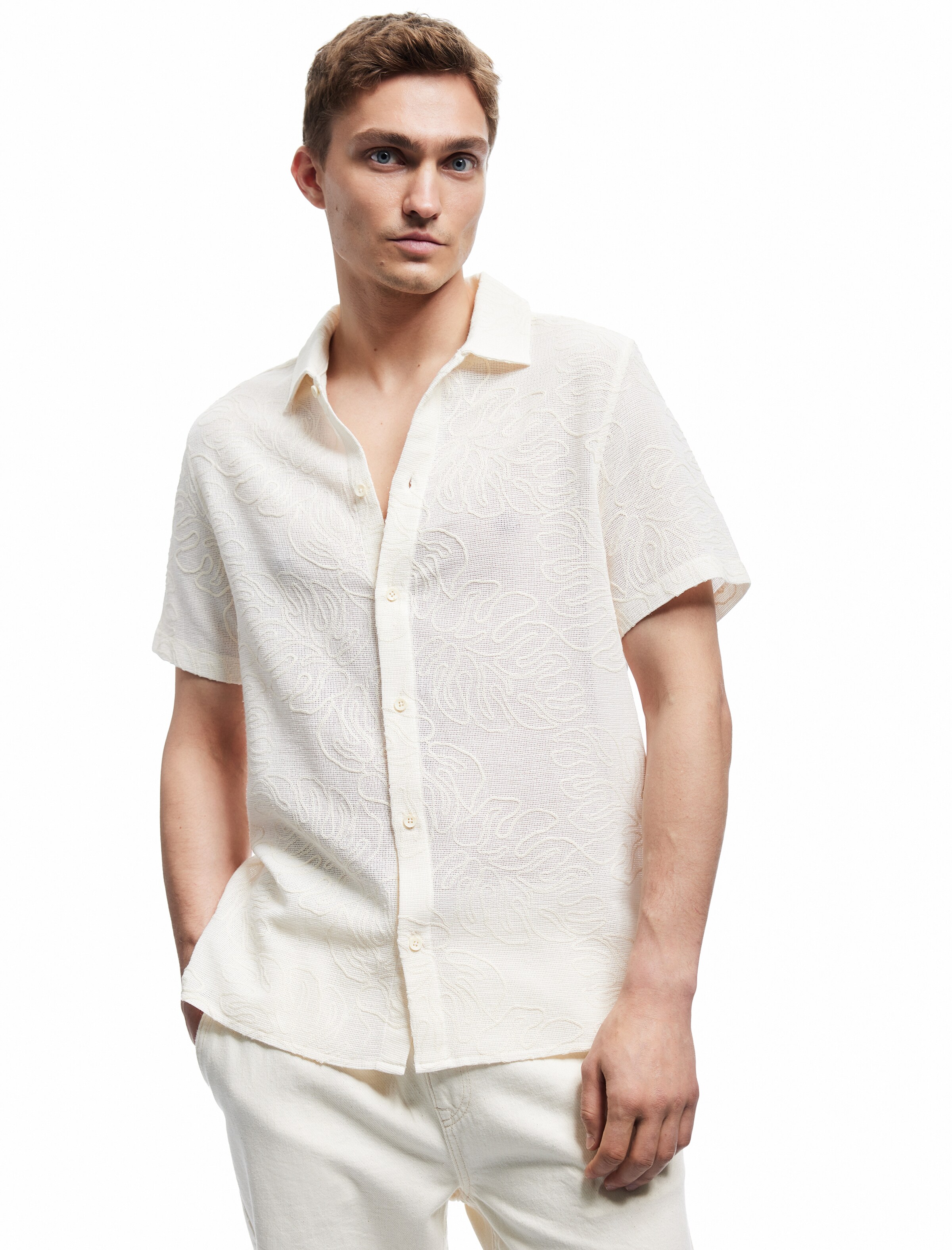 Koton Regular fit Button Up Shirt in Beige: front