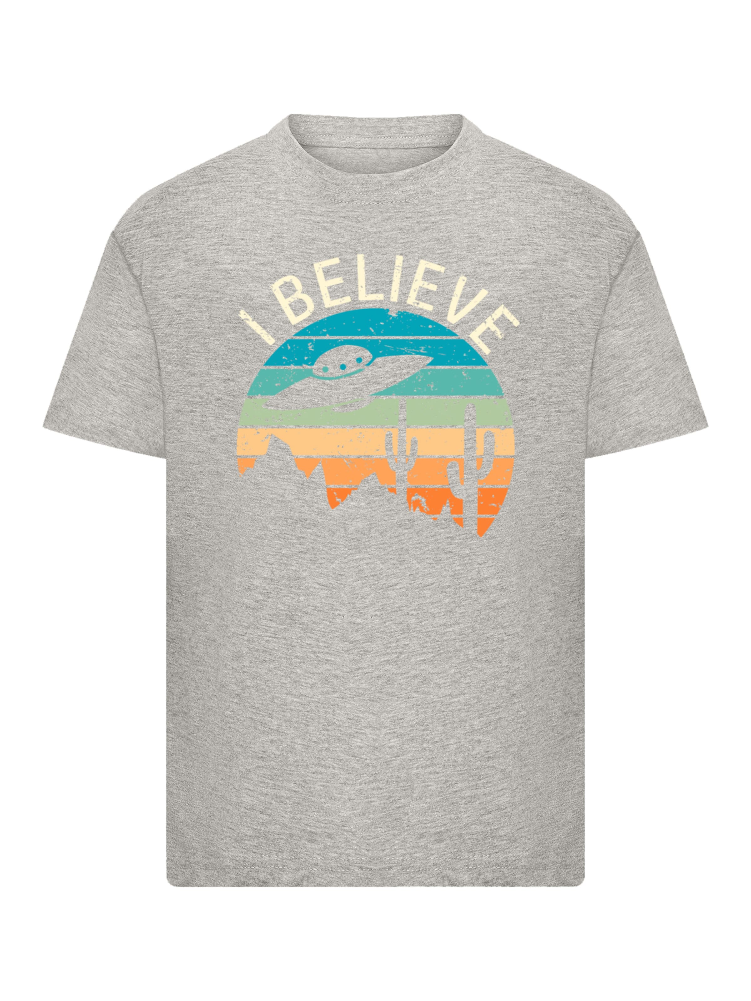 T-Shirt 'I Believe UFO' F4NT4STIC en gris : devant