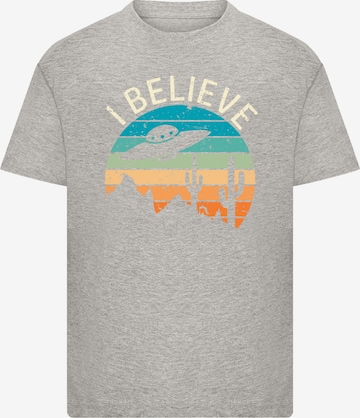 F4NT4STIC T-Shirt 'I Believe UFO' in Grau: Vorderseite