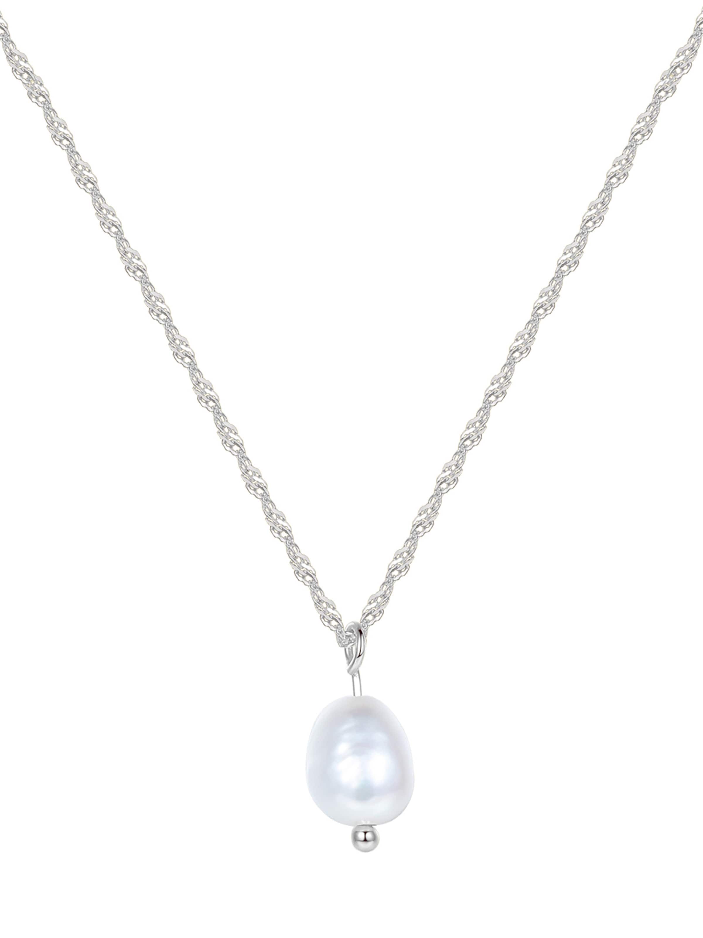 Hey Happiness Kette 'Perle'‌‌‌ in Silber: Vorderseite