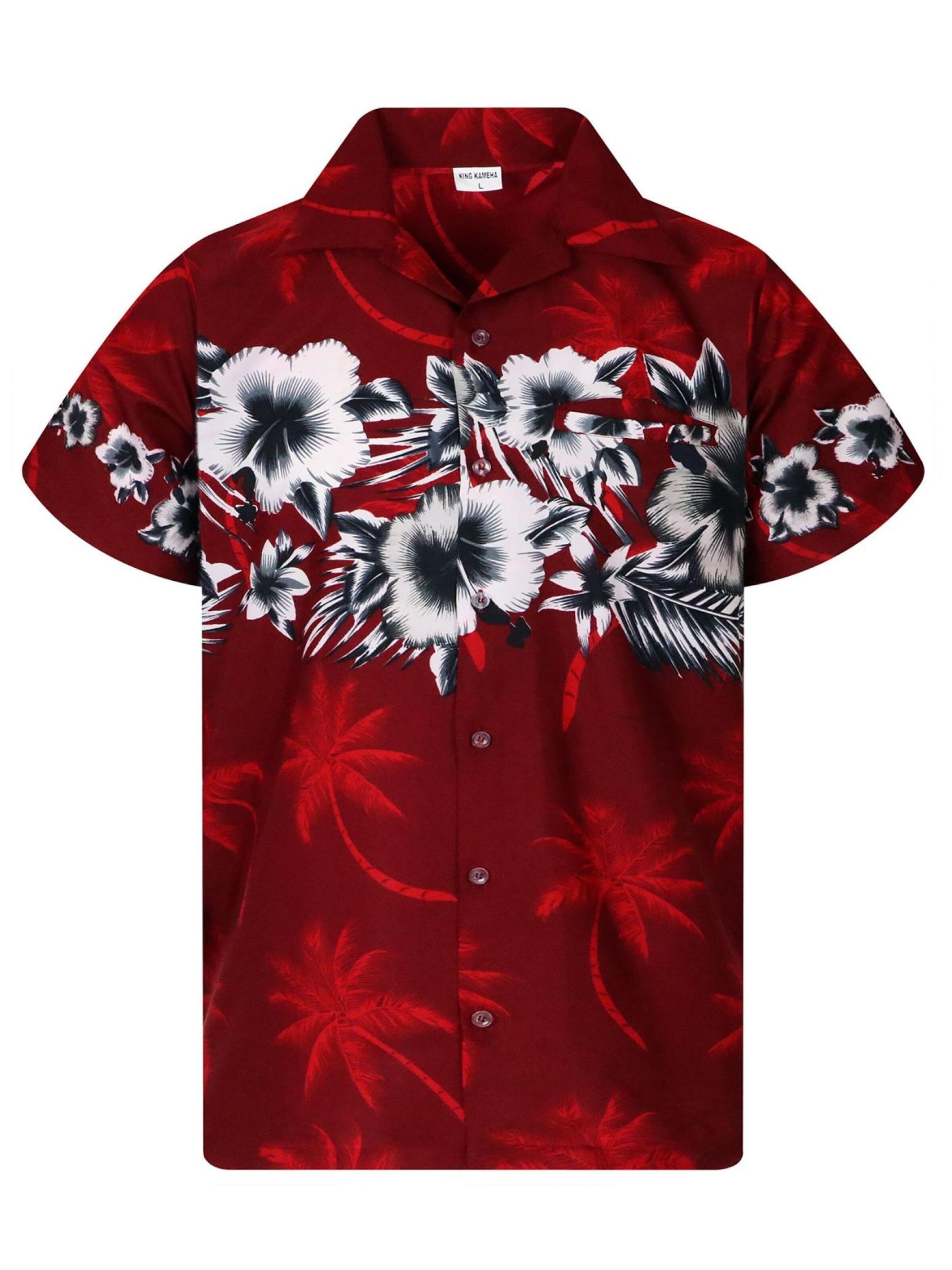 King Kameha Bluse 'Flower Chest'‌‌‌ in Rot: Vorderseite