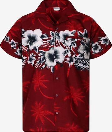 King Kameha Blouse 'Flower Chest' in Red: front