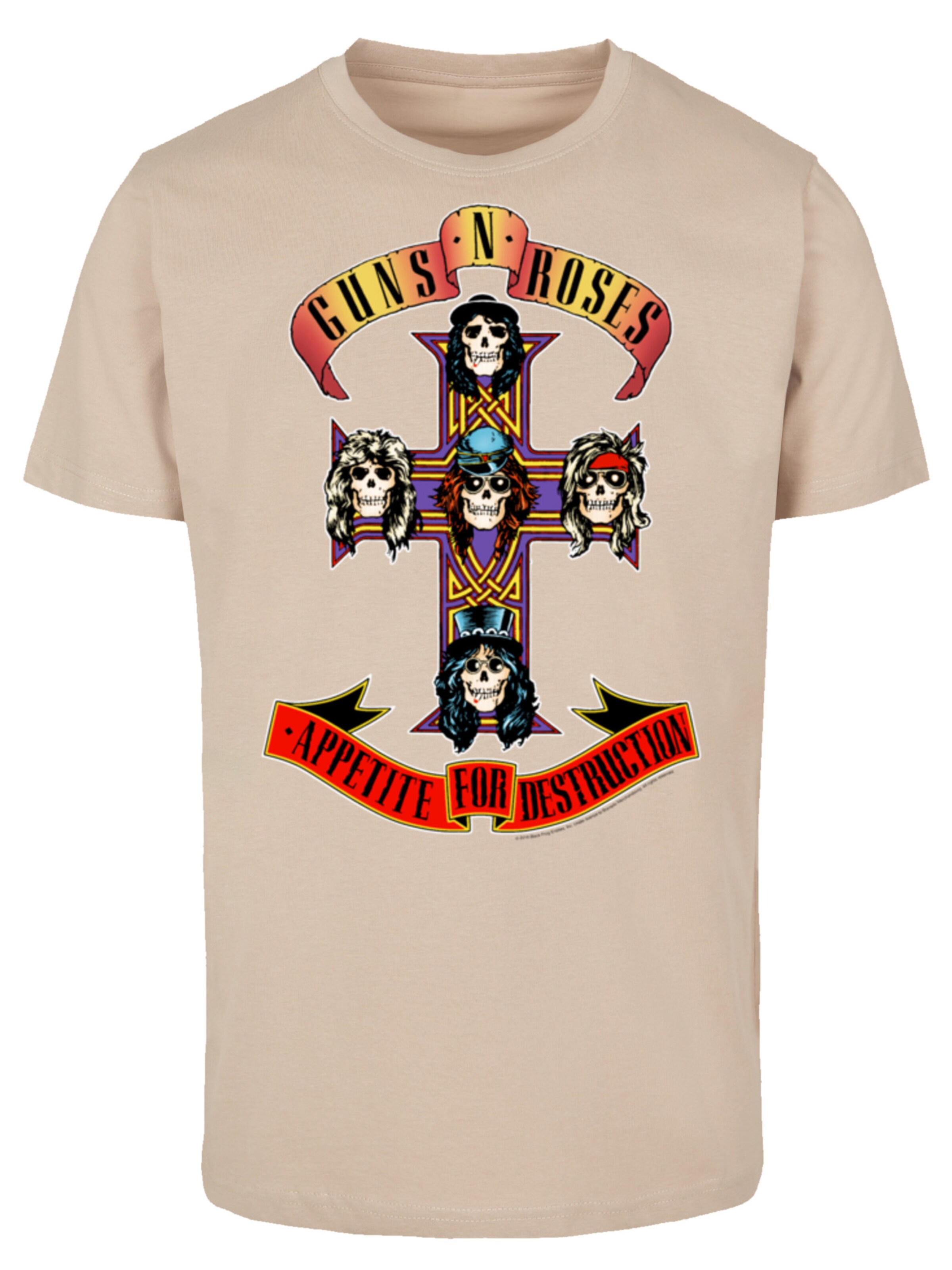 T-Shirt 'Guns 'n' Roses Appetite For Destruction' F4NT4STIC en beige : devant