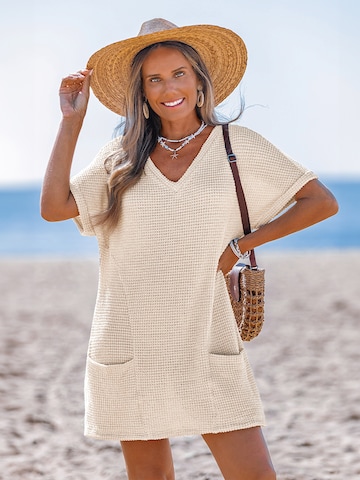 Cupshe Strandkleid 'V-neck cover-up'‌‌‌ in Weiß: Vorderseite