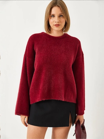 Pullover extra large di Bianco Lucci in rosso: frontale