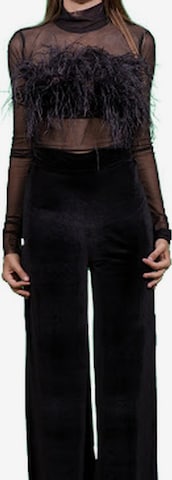 Slimfit Pantaloni 'UVIA Pantalón acampanado de terciopelo negro XS' di CACTUS THE BRAND in nero: frontale