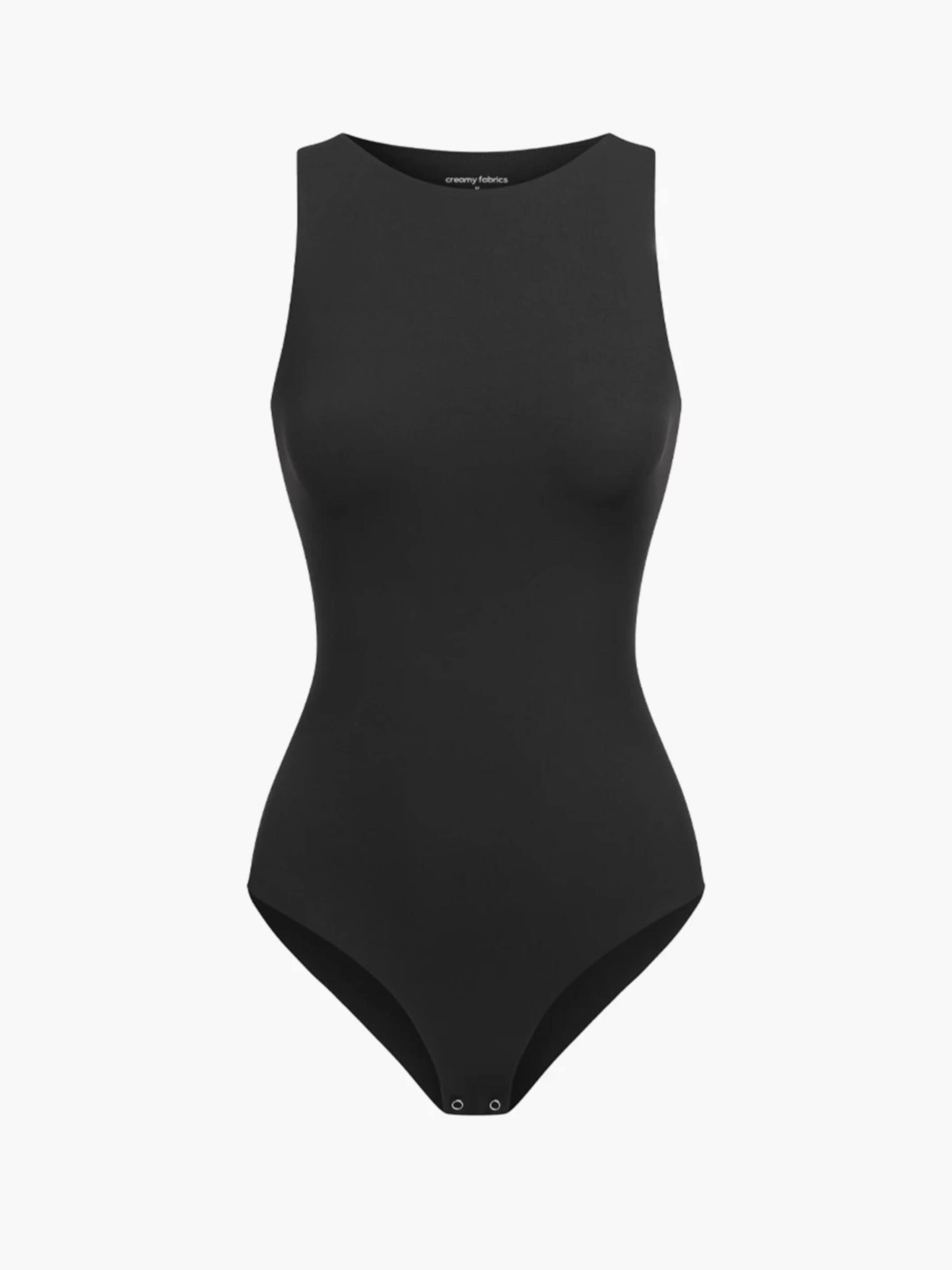 cfab (formerly creamy fabrics) Shaping Bodysuit 'Crew Neck Bodysuit String' in Black: front