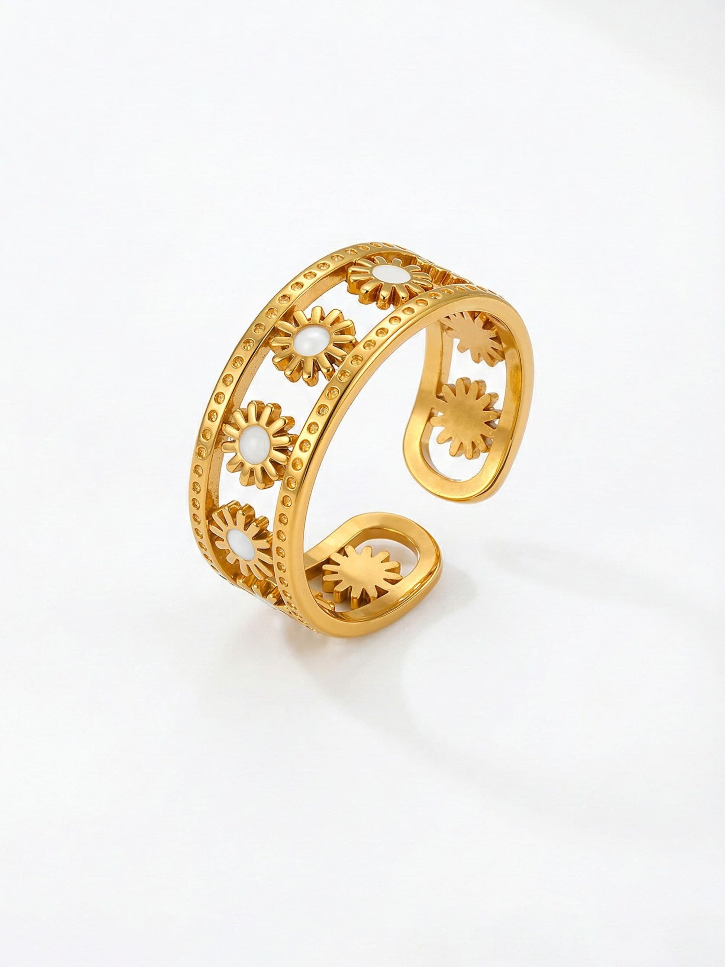 Nemomatheo Ring 'Sunflower - Offener Blumenring' in Gold: front