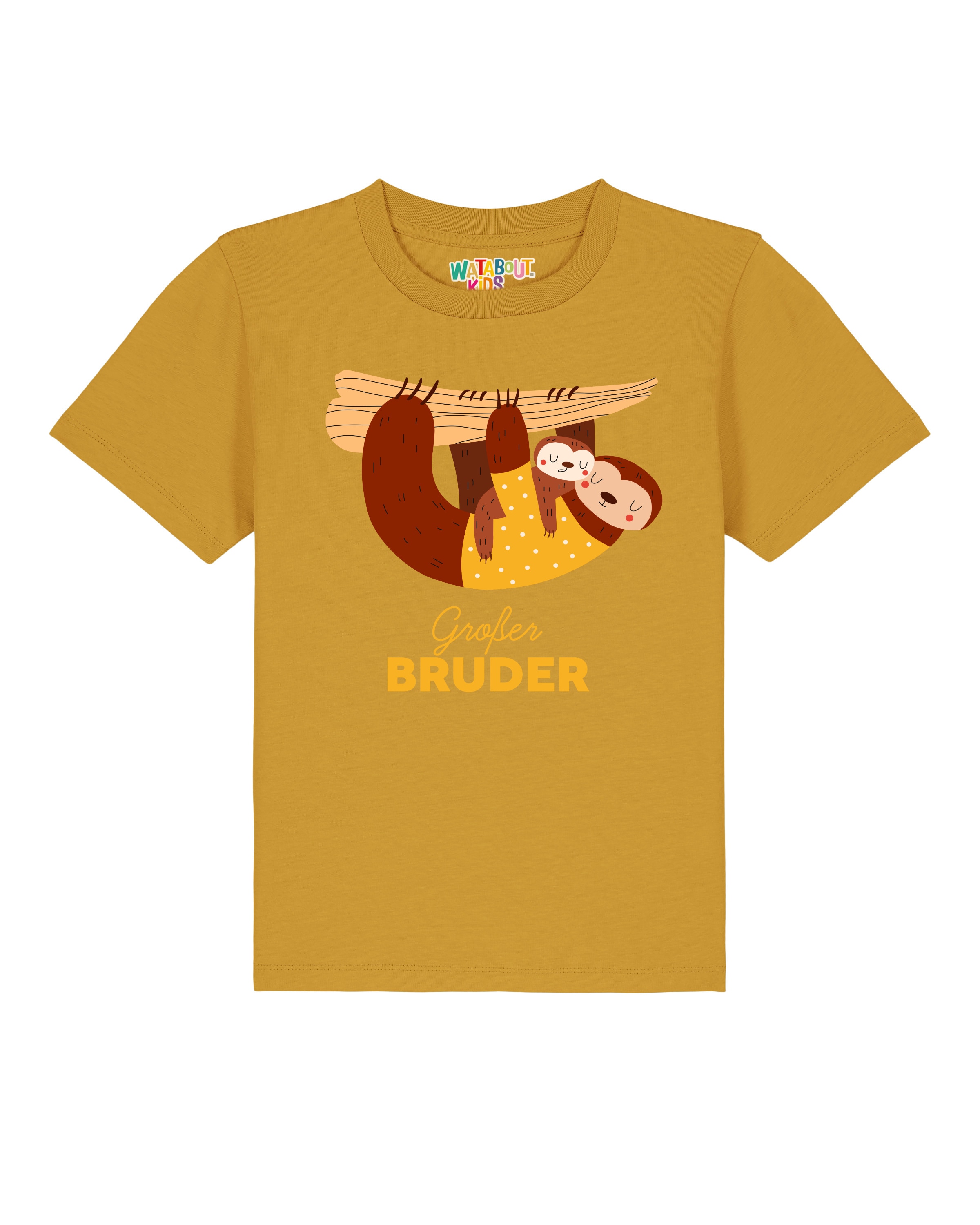 T-Shirt 'Faultier Großer Bruder' watabout.kids en jaune : devant