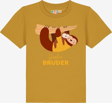 watabout.kids Shirt 'Faultier Großer Bruder' in Geel: voorkant