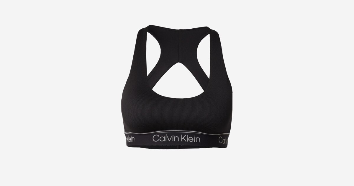 Black and white calvin klein sports bra sales