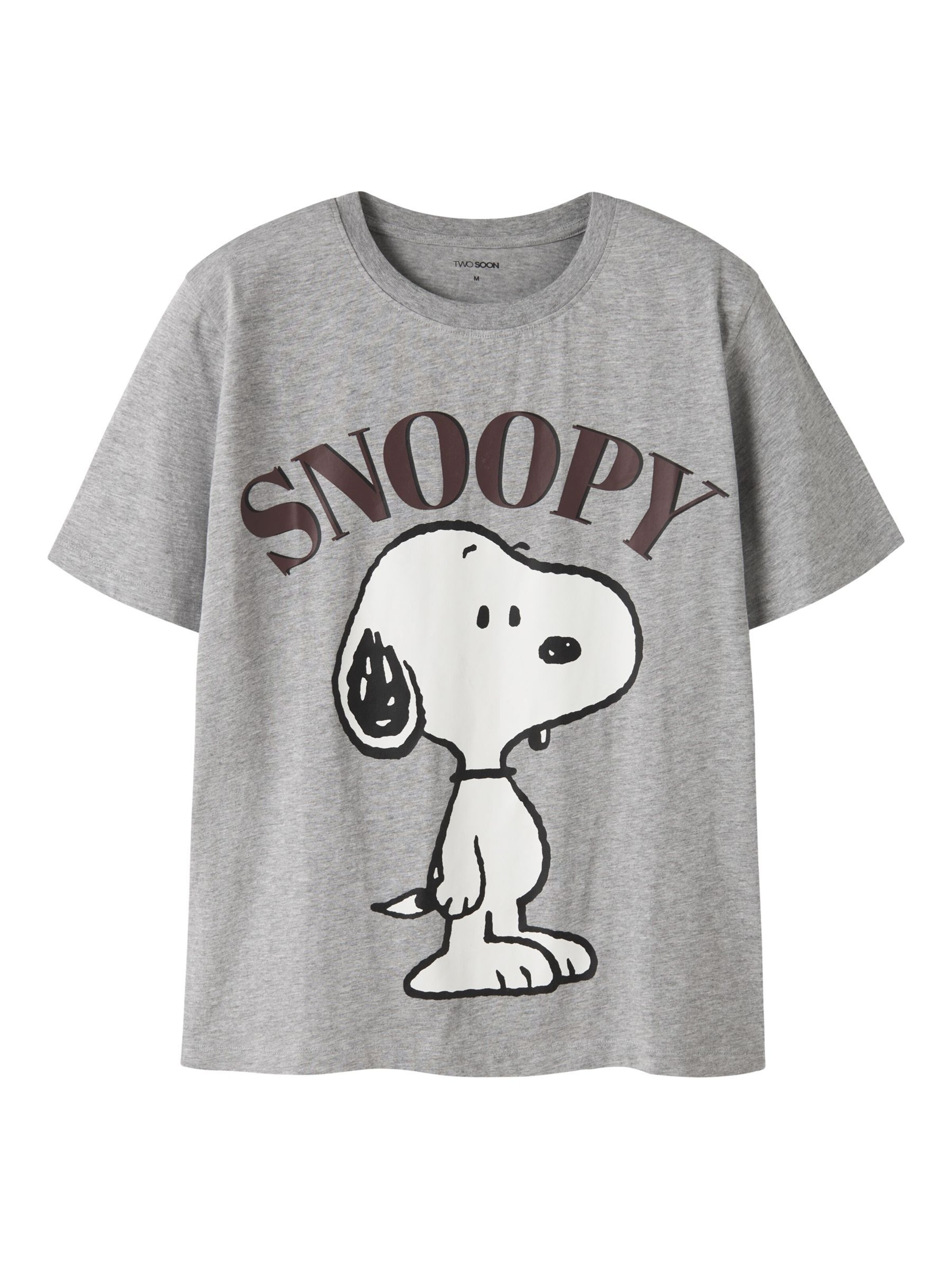 TWO SOON Shirts 'Snoopy' i M i choko / grå / hvid, Produktvisning