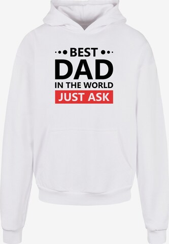 Merchcode Sweatshirt 'Fathers Day - Best dad, just ask' in Wit: voorkant