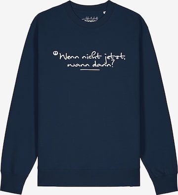 Watapparel Sweatshirt 'Wenn Nicht Jetzt Wann Dann' in Blauw: voorkant