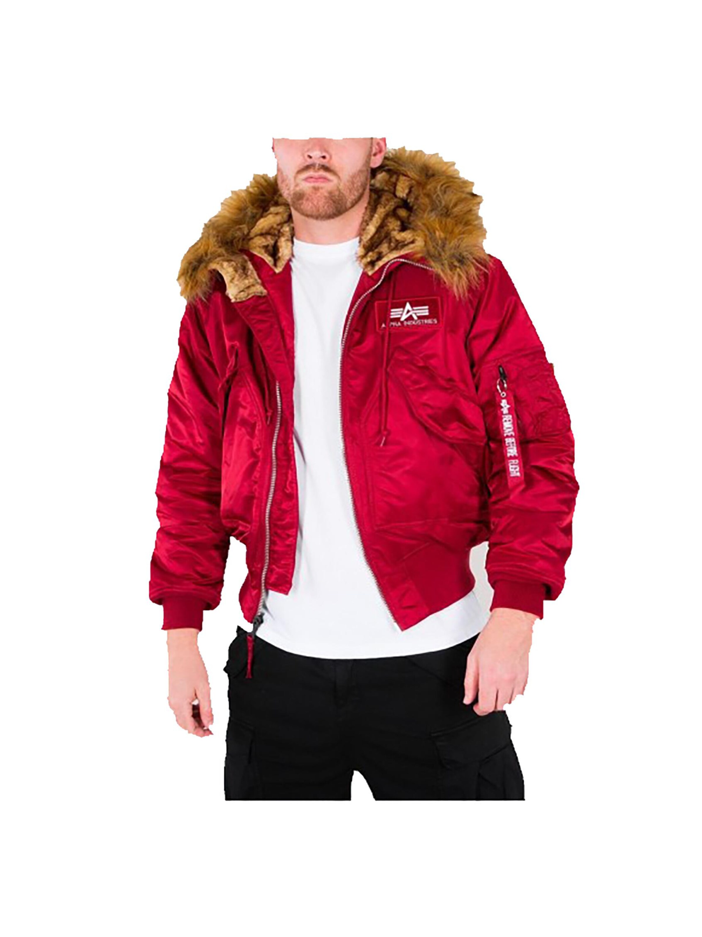 ALPHA INDUSTRIES Winter Jacket '45P Hooded Custom' in Red ABOUT YOU