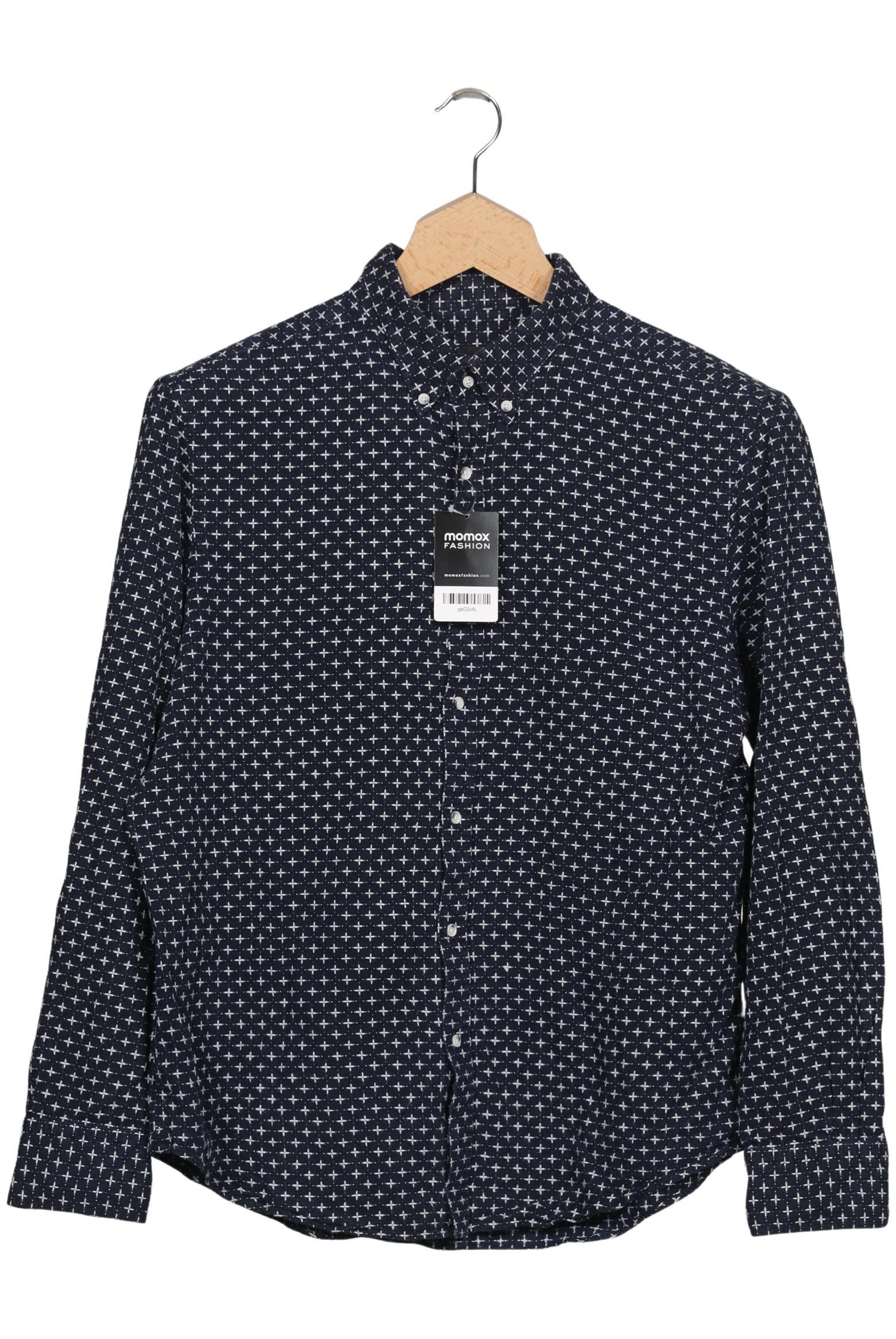 Massimo Dutti Button Up Shirt in XXL in Blue: front