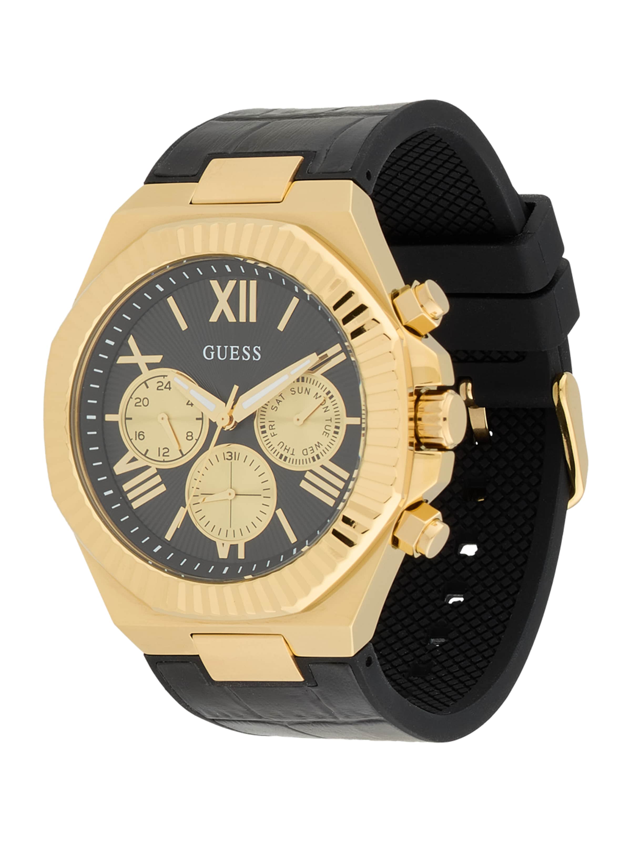 GUESS Analog klocka 'EQUITY' i svart: framsida