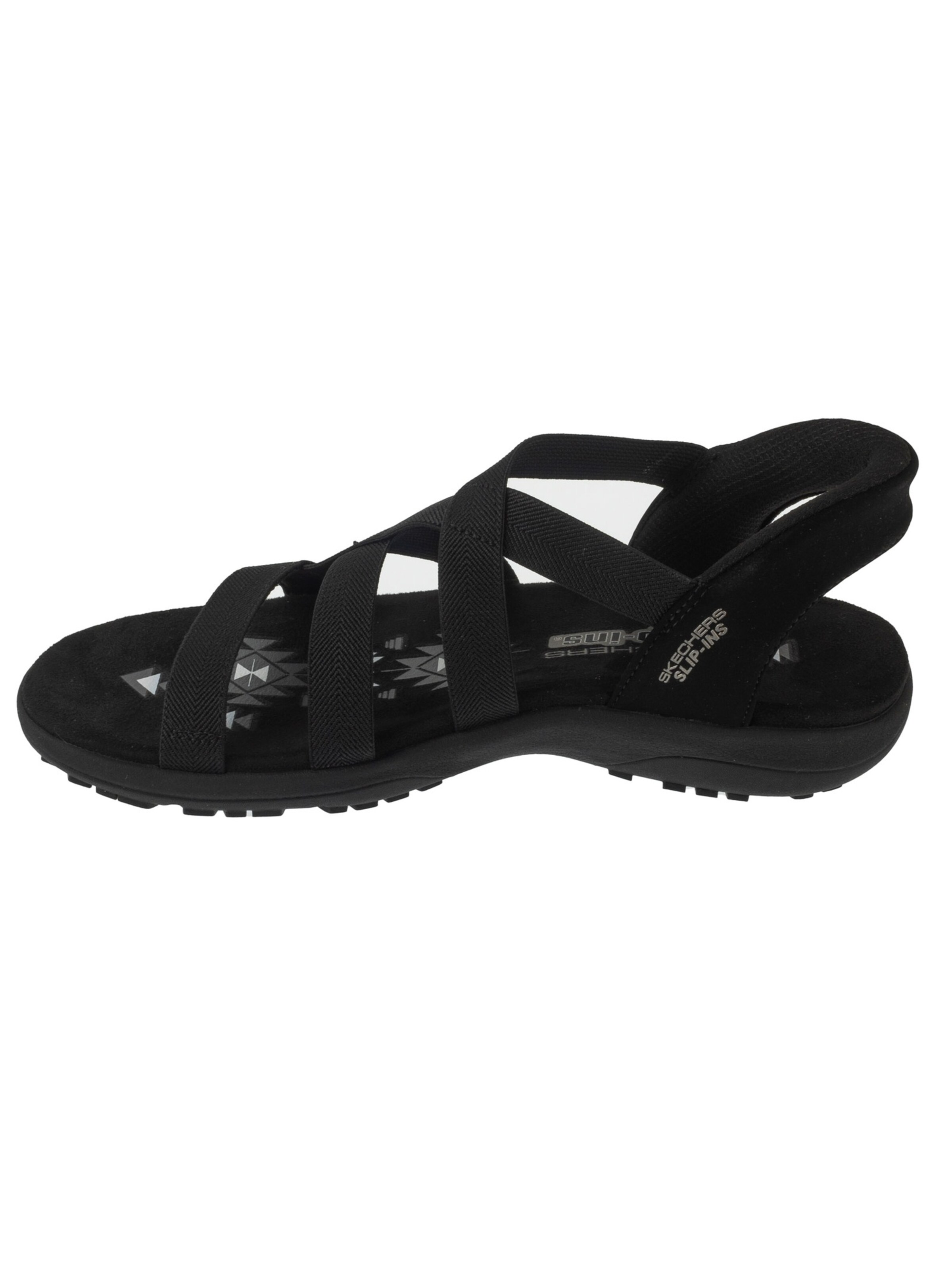 SKECHERS Sandals 'Skechers Slip-Ins: Reggae Slim - Stretch Flex' in Black: front