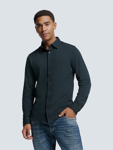 No Excess Regular fit Overhemd in Blauw: voorkant