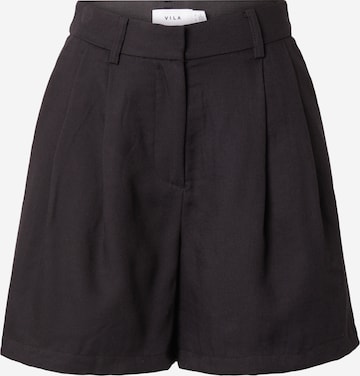 VILA Loosefit Kalhoty se sklady v pase 'FLEA' – černá: přední strana