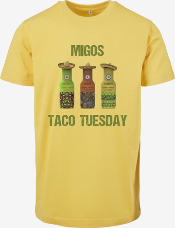 Urban Classics T-Shirt 'Migos Tuesday Taco' in Gelb: predná strana