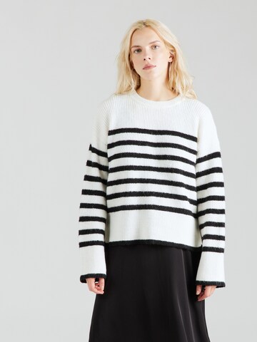PIECES Sweater 'LINE' in White: front